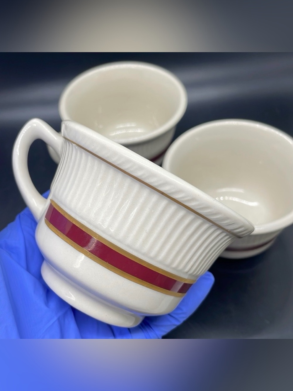 Vintage Anchor Hocking Shenango China diner stoneware teacup mugs Set of 3